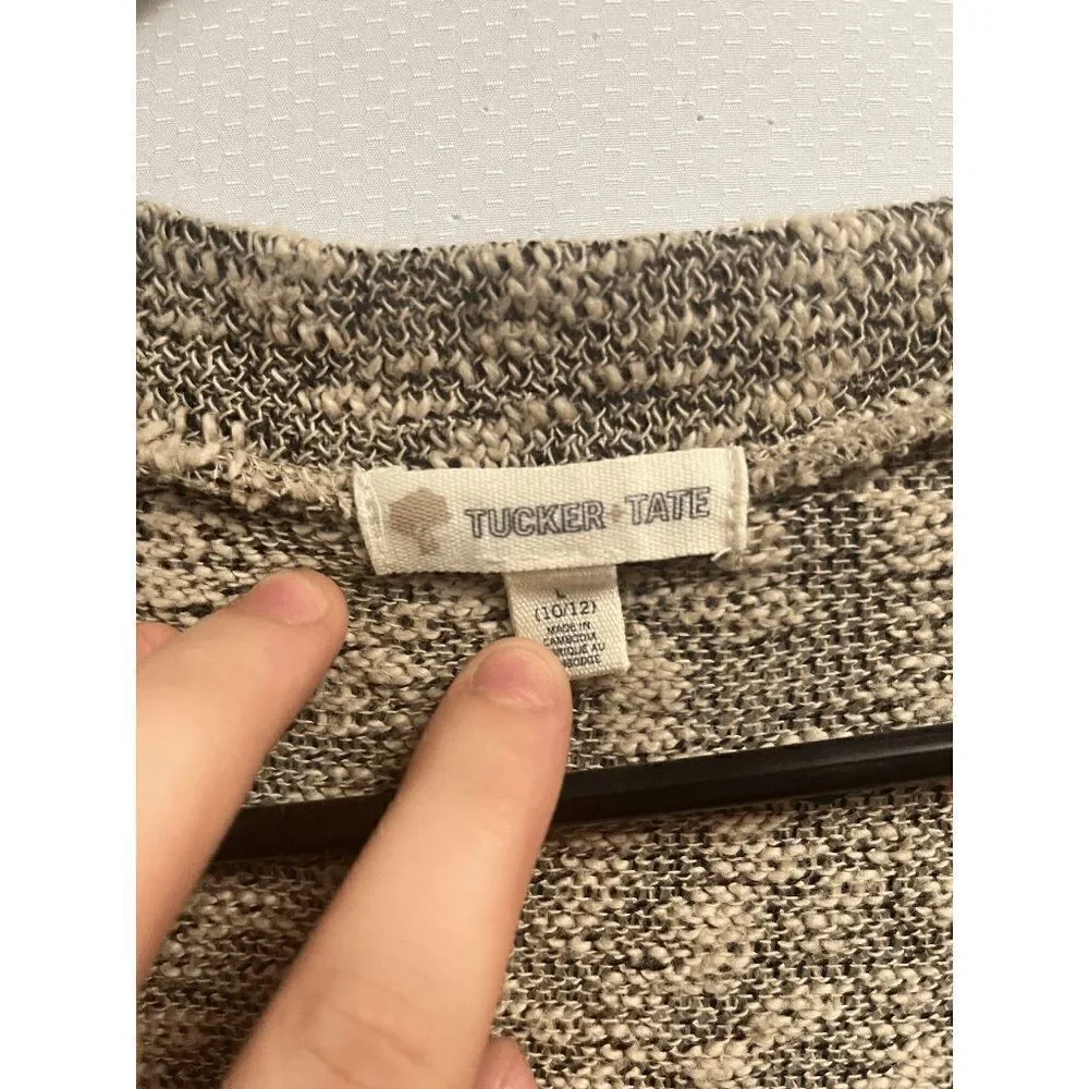 Tucker + Tate Womens Waterfall Cardigan Open Front Nordstrom Oatmeal/Black Large - Picture 3 of 6